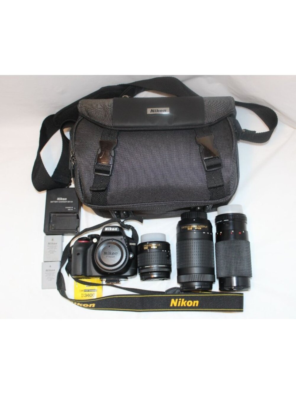 Nikon D3400 DSLR Camera Kit Shutter Count 574 W/Lenses & Accessories 18-55mm&70-